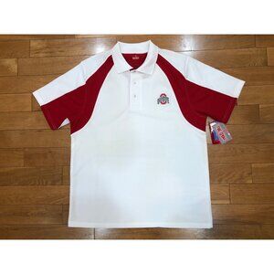 NWT Ohio State Campus Classics The Oval Short Sleeve Polo Shirt White & Red Sz L